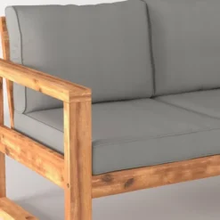 Galia Square Leg Acacia Wood Patio Loveseat With Cushions - Brown - Saracina Home 22 Galia Square Leg Acacia Wood Patio Loveseat With Cushions - Brown - Saracina Home -Garden Furniture Store GUEST bc520d62 d7d0 4afb b806 dfc115e4c369