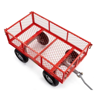 Gorilla Cart 800lbs. Capacity Heavy Duty Durable Steel Mesh Flatbed Garden Utility Wagon - Red 3 Gorilla Cart 800lbs. Capacity Heavy Duty Durable Steel Mesh Flatbed Garden Utility Wagon - Red - Image 3