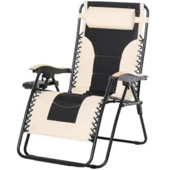 Outsunny Outdoor Lounge Chair, Oversized Zero Gravity Folding Recliner Chair With Removable Pillow, Convenient Cup Holders, & Durable Material For Beach, Pool, Balcony, Lawn, Backyard -Garden Furniture Store GUEST bd3961c3 2c60 4a3d a079 931a7ff20ef1