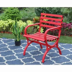 Outdoor Steel Single Seat Garden Arm Chair - Red - Captiva Designs -Garden Furniture Store GUEST bd66b622 0ce6 494c 8d53 ff09c48bfe94