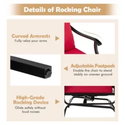 Tangkula 3PCS Outdoor Rocking Chair Set Patio Conversation Bistro Set W/ Red Cushions 12 Tangkula 3PCS Outdoor Rocking Chair Set Patio Conversation Bistro Set W/ Red Cushions -Garden Furniture Store GUEST be6b386e 8c15 47a3 bd4e 6778effef94b