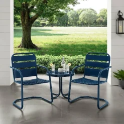 Brighton 3pc Metal Conversation Seating Set - Navy - Crosley -Garden Furniture Store GUEST bee0d8d3 3251 4dfa b255 82508f16e1fa