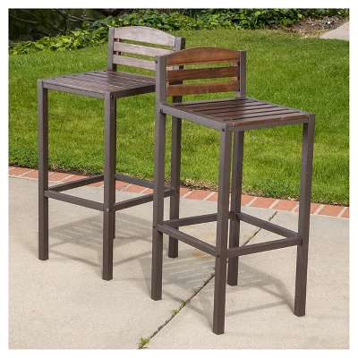 Milos Set Of 2 Acacia Barstool - Dark Brown / Rustic Metal - Christopher Knight Home 1 Milos Set Of 2 Acacia Barstool - Dark Brown / Rustic Metal - Christopher Knight Home