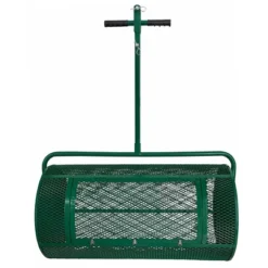 Landzie Metal Mesh Basket Lawn And Garden Rolling Yard Soil, Peat Moss, Manure, And Compost Topdressing Push Spreader