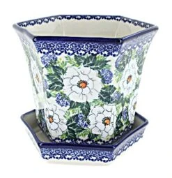 Blue Rose Polish Pottery 155 Kalich Large Hexagonal Flower Pot -Garden Furniture Store GUEST c065a50d e52f 4e42 93f7 11cef70dcdeb