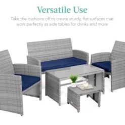 Best Choice Products Set Of 2 Multipurpose Patio Wicker Ottomans W/ Removable Cushions, Steel Frame -Garden Furniture Store GUEST c0b4a44a 7969 482c b400 acbfd56edcc0