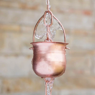 Marrgon Copper Rain Chain With Pot Style Cups For Gutter Downspout Replacement 1 Marrgon Copper Rain Chain With Pot Style Cups For Gutter Downspout Replacement