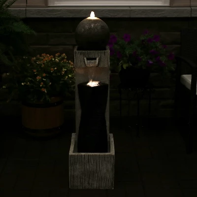 Sunnydaze Decor Sunnydaze 35"H Electric Polyresin Modern Artistry Column Outdoor Water Fountain With LED Lights 9 Sunnydaze Decor Sunnydaze 35"H Electric Polyresin Modern Artistry Column Outdoor Water Fountain With LED Lights - Image 9