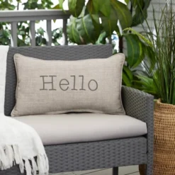 Indoor/Outdoor Hello Embroidered Lumbar Throw Pillow - Sorra Home -Garden Furniture Store GUEST c29fc6dc 1768 4180 bf7b bd424ff1b2dd