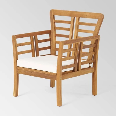 Caydon 8pc Acacia Wood Chat Set - Brown Patina/Cream - Christopher Knight Home 2 Caydon 8pc Acacia Wood Chat Set - Brown Patina/Cream - Christopher Knight Home - Image 2