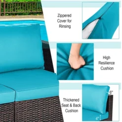 Costway 4PCS Patio Rattan Corner Sofa With Blue Cushion -Garden Furniture Store GUEST c2ee8087 fc80 4eb2 b9f1 5e2ef227afb3