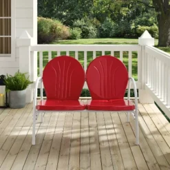Griffith Outdoor Loveseat - Bright Red - Crosley -Garden Furniture Store GUEST c2f87aa9 26cb 4696 8c95 61f79da9683f
