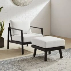 Linon Lark Aluminum Ottoman