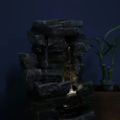Sunnydaze Decor Sunnydaze Indoor Home Office Polyresin Towering Cave Waterfall Tabletop Water Fountain With LED Light - 14" -Garden Furniture Store GUEST c32e5f2d 033b 4e14 902b 90414dbf47c8