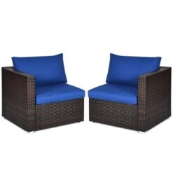 Costway 4PCS Patio Rattan Corner Sofa Sectional Furniture Set Navy Cushion -Garden Furniture Store GUEST c374fb0d 0d94 4804 abd1 5ea9cff08064