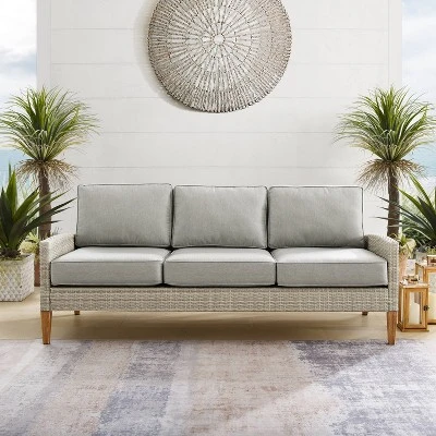 Capella Outdoor Wicker Sofa - Gray/Acorn - Crosley 5 Capella Outdoor Wicker Sofa - Gray/Acorn - Crosley - Image 5