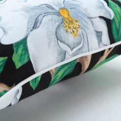 Set Of 2 Magnolia Outdoor/Indoor Throw Pillows Black - Pillow Perfect