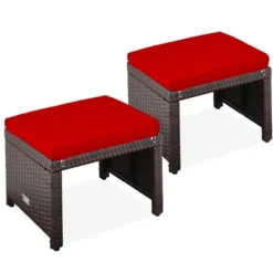 Best Choice Products Set Of 2 Multipurpose Patio Wicker Ottomans W/ Removable Cushions, Steel Frame -Garden Furniture Store GUEST c3d59ab8 abb4 410f 8052 3002b84aba5e