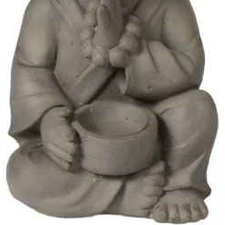 LuxenHome 12.01" Gray MgO Meditating Buddha Monk With Bowl And Beads Garden Statue -Garden Furniture Store GUEST c3ebc073 2fab 4fa9 aaba 6917aa73baf6