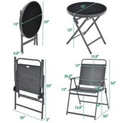 Costway 3PCS Outdoor Bistro Set Folding Table And Chairs Garden Deck Black -Garden Furniture Store GUEST c4458c3f 1aaf 4d78 b70e 1dd0be17437b