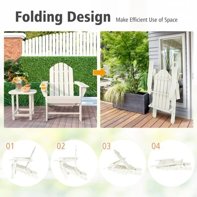 Tangkula Patio 2PCS Adirondack Chair Side Table Set Outdoor Chair Set With End Table Weather Resistant Cup Holder For Backyard Garden White 1 Tangkula Patio 2PCS Adirondack Chair Side Table Set Outdoor Chair Set With End Table Weather Resistant Cup Holder For Backyard Garden White