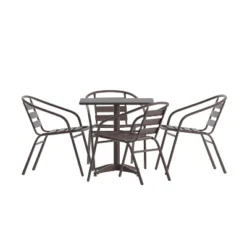 Flash Furniture Lila 27.5'' Square Aluminum Indoor-Outdoor Table Set With 4 Slat Back Chairs -Garden Furniture Store GUEST c61563dd 4f15 4061 af06 d81d9cd4665e