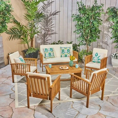 Carolina 6pc Acacia Wood Chat Set - Christopher Knight Home 4 Carolina 6pc Acacia Wood Chat Set - Christopher Knight Home - Image 4