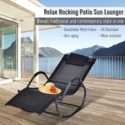 Outsunny Rocking Chair, Zero Gravity Patio Chaise Sun Lounger, Outdoor Rocker, Glider Lounge Chair, UV Water Resistant With Pillow, For Lawn, Garden Or Pool -Garden Furniture Store GUEST c67aa772 6a0e 4414 98f6 046e9bb4f55d