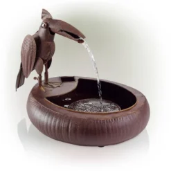 16" Iron Indoor/Outdoor Rustic Metal Toucan Water Fountain Yard Statue Brown - Alpine Corporation -Garden Furniture Store GUEST c6aa1923 eba4 4202 8995 ff270bf74655