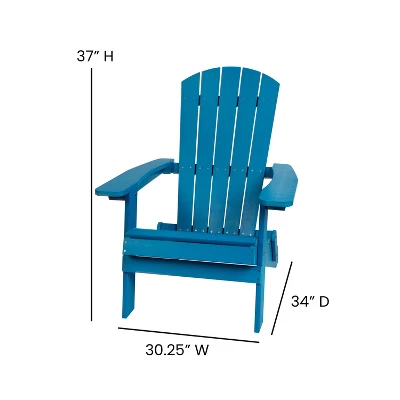Merrick Lane Set Of Two Folding Adirondack Patio Chairs With Matching Outdoor Side Table 12 Merrick Lane Set Of Two Folding Adirondack Patio Chairs With Matching Outdoor Side Table - Image 12