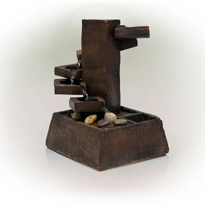 11" Resin Tiered Stone Eternity Tabletop Fountain Brown - Alpine Corporation 4 11" Resin Tiered Stone Eternity Tabletop Fountain Brown - Alpine Corporation - Image 4