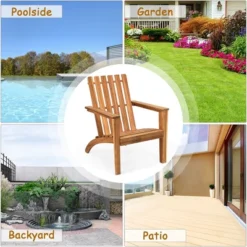 Costway 2PCS Patio Acacia Wood Adirondack Chair Lounge Armchair Durable Outdoor Garden -Garden Furniture Store GUEST c889092c 8cdb 4fa2 8d1e 3f517a08c376