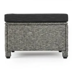 Puerta 2pk Outdoor Wicker Ottomans With Cushions - Black/Dark Gray - Christopher Knight Home -Garden Furniture Store GUEST c8a36a4e 9b83 4e52 a32f bc0d6b7cb461