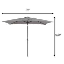 10' X 6.5' Solar LED Patio Umbrella With Tilt And Crank Lift Gray - Wellfor -Garden Furniture Store GUEST c961c131 c040 45ca 868a 8cfac8e086a4