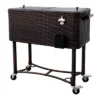 80qt Portable Rolling Patio Cooler Dark Wicker - Permasteel
