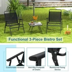 Costway 3pcs Patio Folding Conversation Chairs&Table Heavy-Duty Metal Outdoor Portable 12 Costway 3pcs Patio Folding Conversation Chairs&Table Heavy-Duty Metal Outdoor Portable -Garden Furniture Store GUEST c9c573be f51e 40cc 9857 c02ae0d5994c