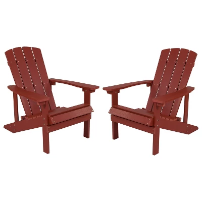 Flash Furniture Set Of 2 Charlestown All-Weather Poly Resin Wood Adirondack Chairs 12 Flash Furniture Set Of 2 Charlestown All-Weather Poly Resin Wood Adirondack Chairs - Image 12