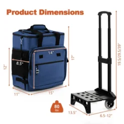 Costway 50-Can 3-in-1 Insulated Rolling Cooler With Adjustable Handle & Bottom Plate Blue/Grey -Garden Furniture Store GUEST c9fd2cca 6117 4200 85b8 3d7777f646df