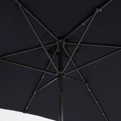 10' X 6.5' Solar LED Patio Umbrella With Tilt And Crank Lift Black - Wellfor 2 10' X 6.5' Solar LED Patio Umbrella With Tilt And Crank Lift Black - Wellfor - Image 2