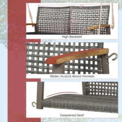 Tangkula Rattan Patio Porch Swing 2-Person Cushioned Swing Chair Bench -Garden Furniture Store GUEST ca3293d0 4453 41cb b9c7 cee7bd9dcf7b