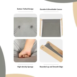 Tangkula Foldable Wood Beach Sling Chair With 3 Adjustable Positions Indoor Living Room Chaise Lounge Grey -Garden Furniture Store GUEST ca9eb8bf 4dfe 4780 b21e 8073b26c100b