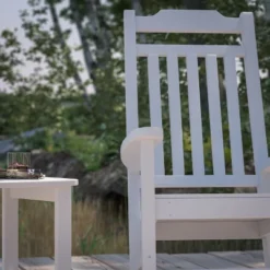 Merrick Lane Poly Resin Indoor/Outdoor Rocking Chair With Side Table -Garden Furniture Store GUEST cab9c941 65e9 4a73 8a93 c87475143d17