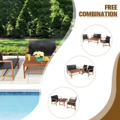 Costway 8PCS Outdoor Patio Rattan Furniture Set Acacia Wood Frame Sofa Loveseat Garden 14 Costway 8PCS Outdoor Patio Rattan Furniture Set Acacia Wood Frame Sofa Loveseat Garden -Garden Furniture Store GUEST caef9507 cb8e 44aa 9809 422735e5e89b
