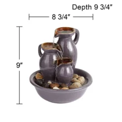 John Timberland Triple Jug Rustic Zen Cascading Indoor Tabletop Water Fountain 9" For Table Office Desk Home Bedroom House Living Room Relaxation -Garden Furniture Store GUEST cb27571d 61aa 45e5 9670 b24ddb20337e