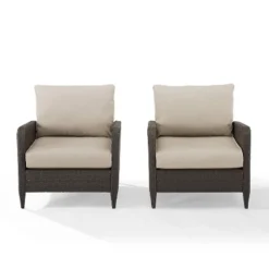 Kiawah 2pk Wicker Patio Chair - Sand - Crosley