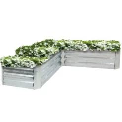 Sunnydaze Decor Sunnydaze Outdoor Galvanized Steel L-Shaped Raised Garden Bed For Plants, Vegetables, And Flowers - 59.5" -Garden Furniture Store GUEST cd4dcab1 83b2 4f81 8c72 d1d79e744375