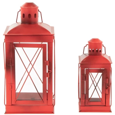 Northlight Set Of 2 Antique Red Mission Style Candle Lanterns 12.25" 2 Northlight Set Of 2 Antique Red Mission Style Candle Lanterns 12.25" - Image 2