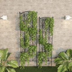 Garden Trellis - Set Of 2 Metal Panels With Decorative Scrolls - Fencing For Climbing Vines, Roses, Potted Plants, And Flowers By Pure Garden (Black) -Garden Furniture Store GUEST cfd40385 32f4 4598 aa5b 692c94ca71b6