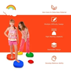 Costway 5pcs Kids Balance Stepping Stones Indoor & Outdoor Coordination & Balance Toy -Garden Furniture Store GUEST cfda2363 2cd2 42a7 bc5c 2548ec8dd96a