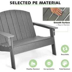 Costway 2PCS Patio Adirondack Chair Loveseat Bench HDPE Weather Resistant Grey 10 Costway 2PCS Patio Adirondack Chair Loveseat Bench HDPE Weather Resistant Grey -Garden Furniture Store GUEST cfde1a1a 29a1 4303 a9cf b1f6e04ae908